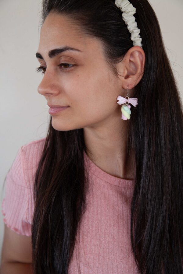 Σκουλαρίκια “Silver Marshmallow Bows” - Image 3