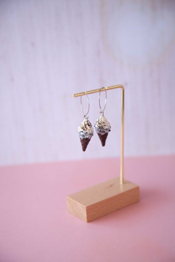 Σκουλαρίκια Παγωτό Μηχανής "Cookies & Cream Hoops" - Image 7