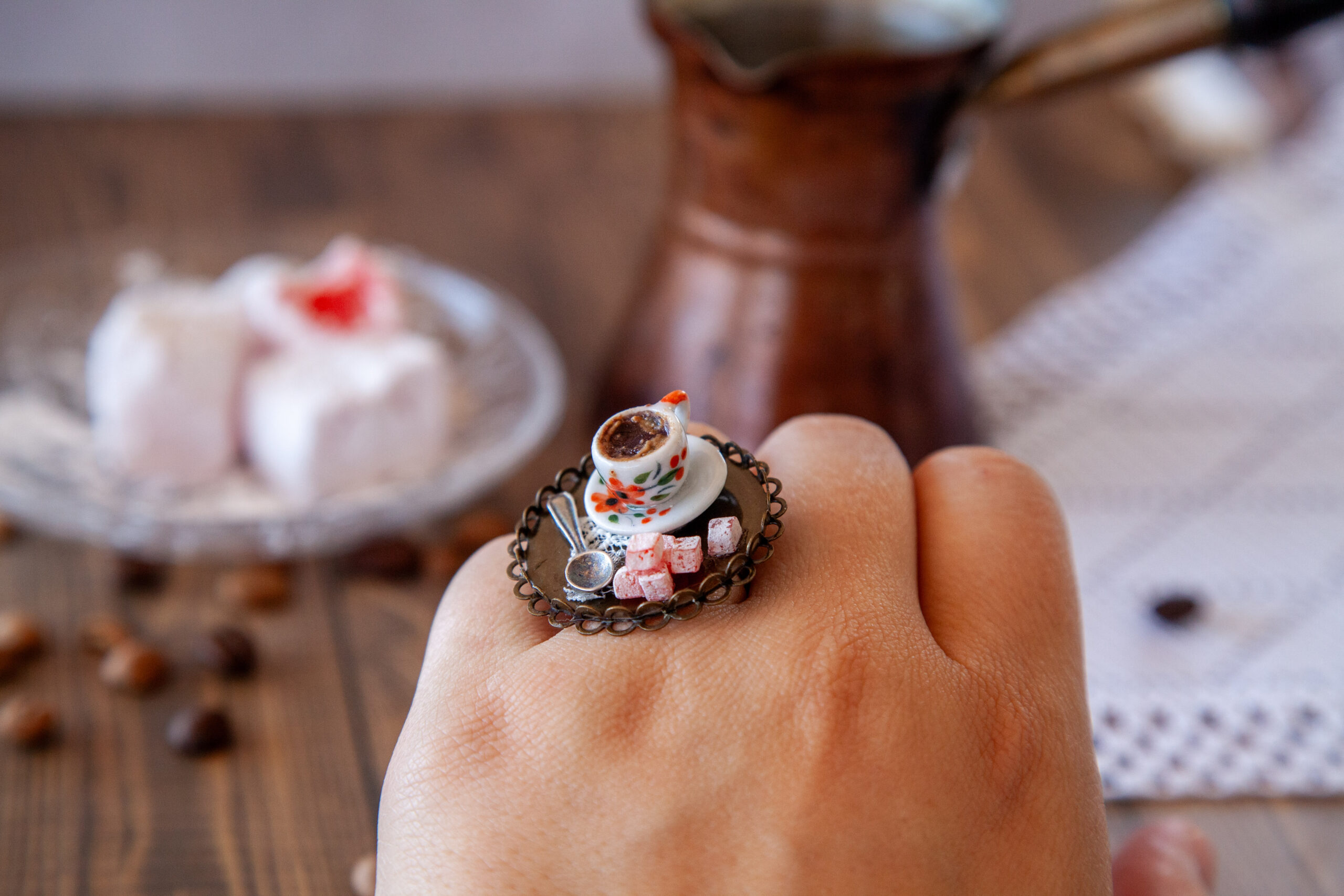 Δαχτυλίδι "Λουκουμάκι και Καφές" - Image 3
